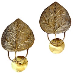 Set of of Repoussé Brass Sconces, Sold per Pair