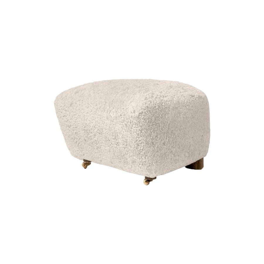 Other Set of off White Sheepskin the Tired Man Lounge Chair and Footstool by Lassen For Sale