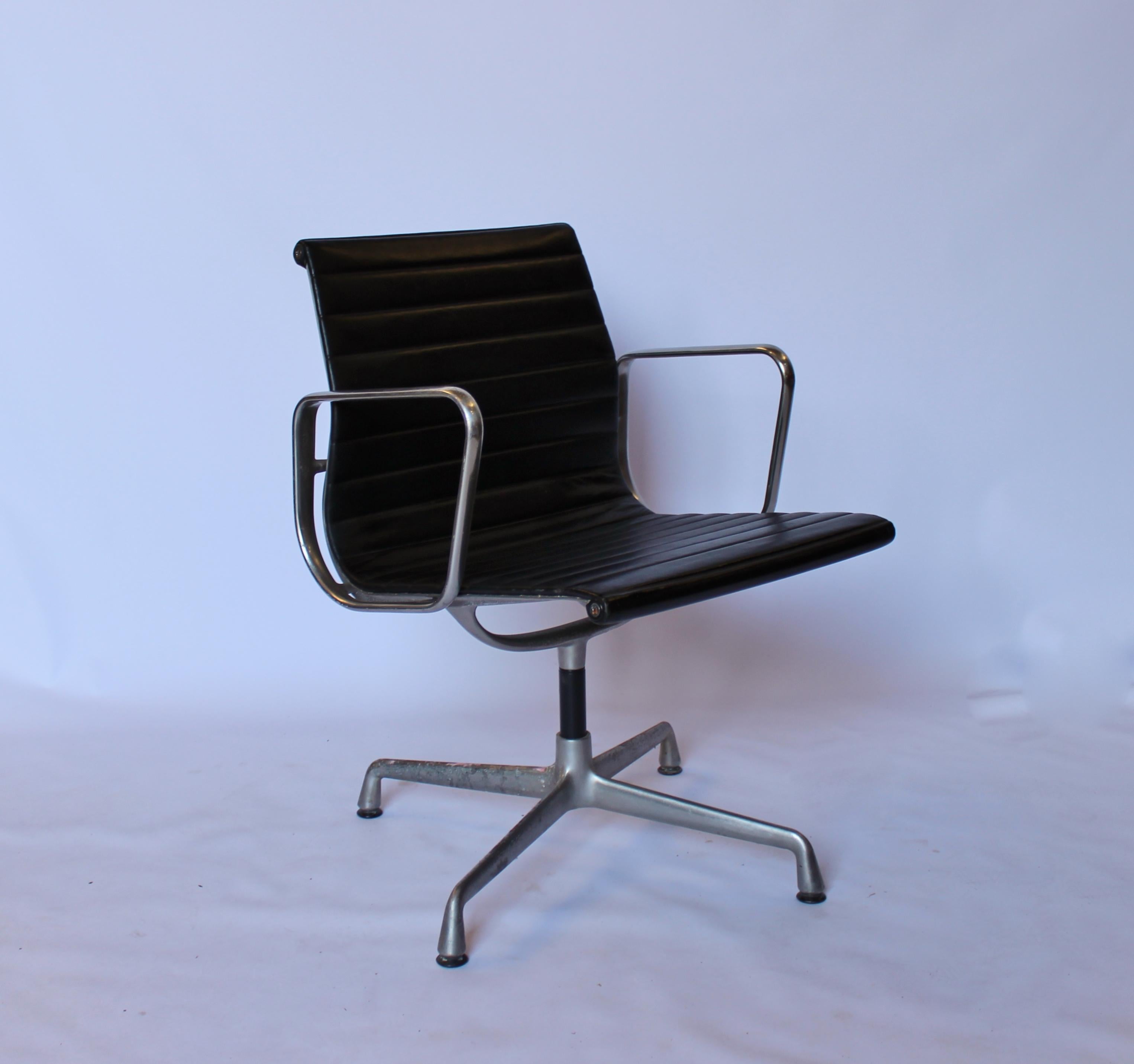 The set of office chairs from the Aluminum Group Vitra, model EA 107, designed by Charles and Ray Eames in 1958, is a highly sought-after and iconic collection of chairs.

Charles and Ray Eames were renowned American designers known for their