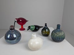 Set of Oiva Toikka Birds & Bottles, Red Ibis, Pheseant, Iittala & Nuutajärvi
