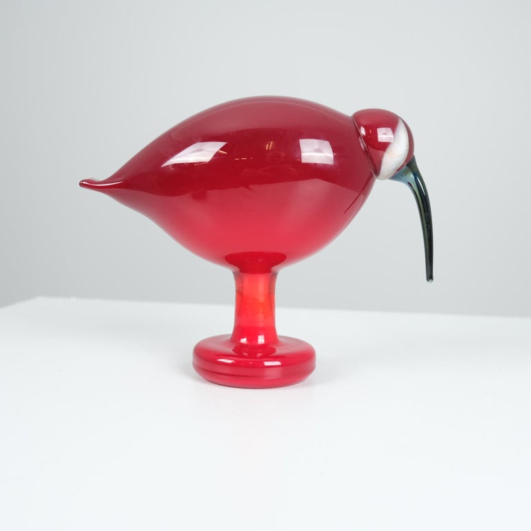 Set of Oiva Toikka Birds and Bottles, Red Ibis, Pheseant, Iittala