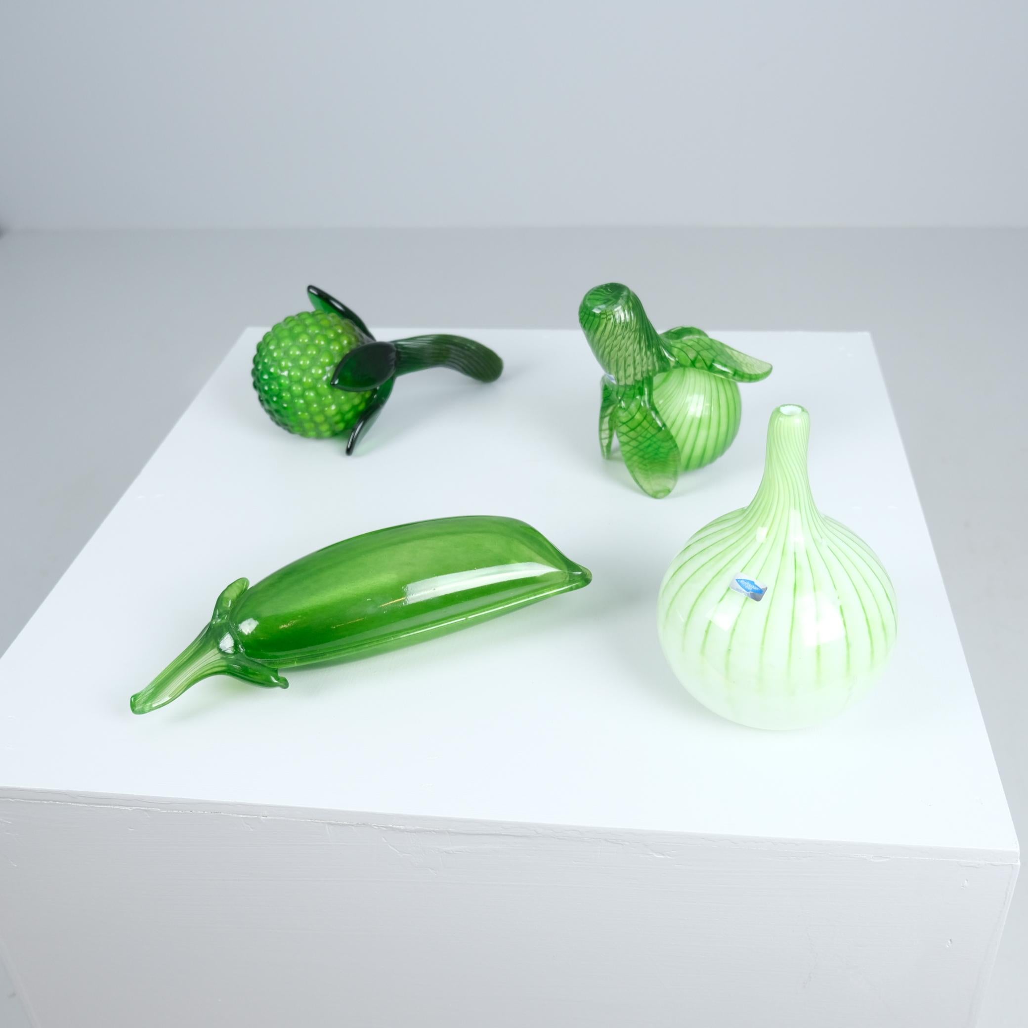 Set of Oiva Toikka Glass Sculptures, Green Vegetables, Nuutajärvi For Sale 3