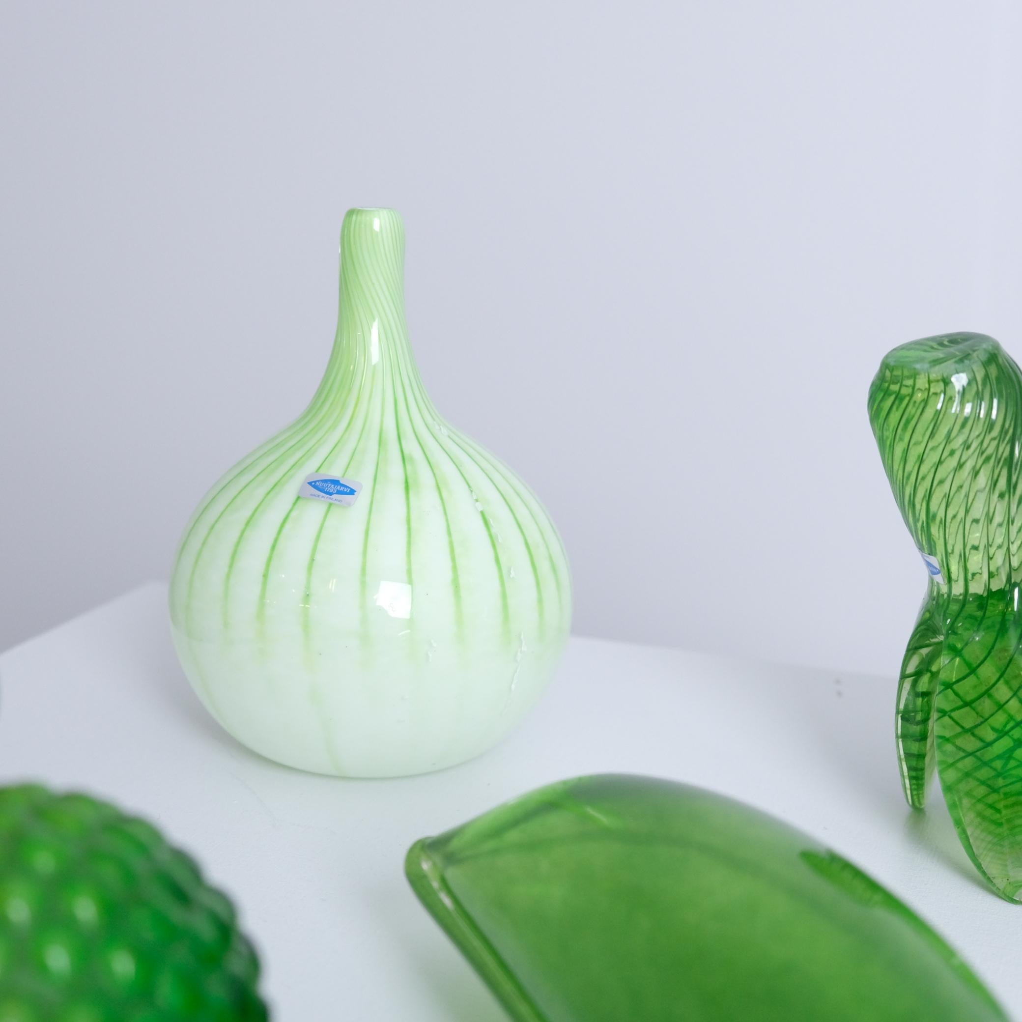 Set of Oiva Toikka Glass Sculptures, Green Vegetables, Nuutajärvi For Sale 8