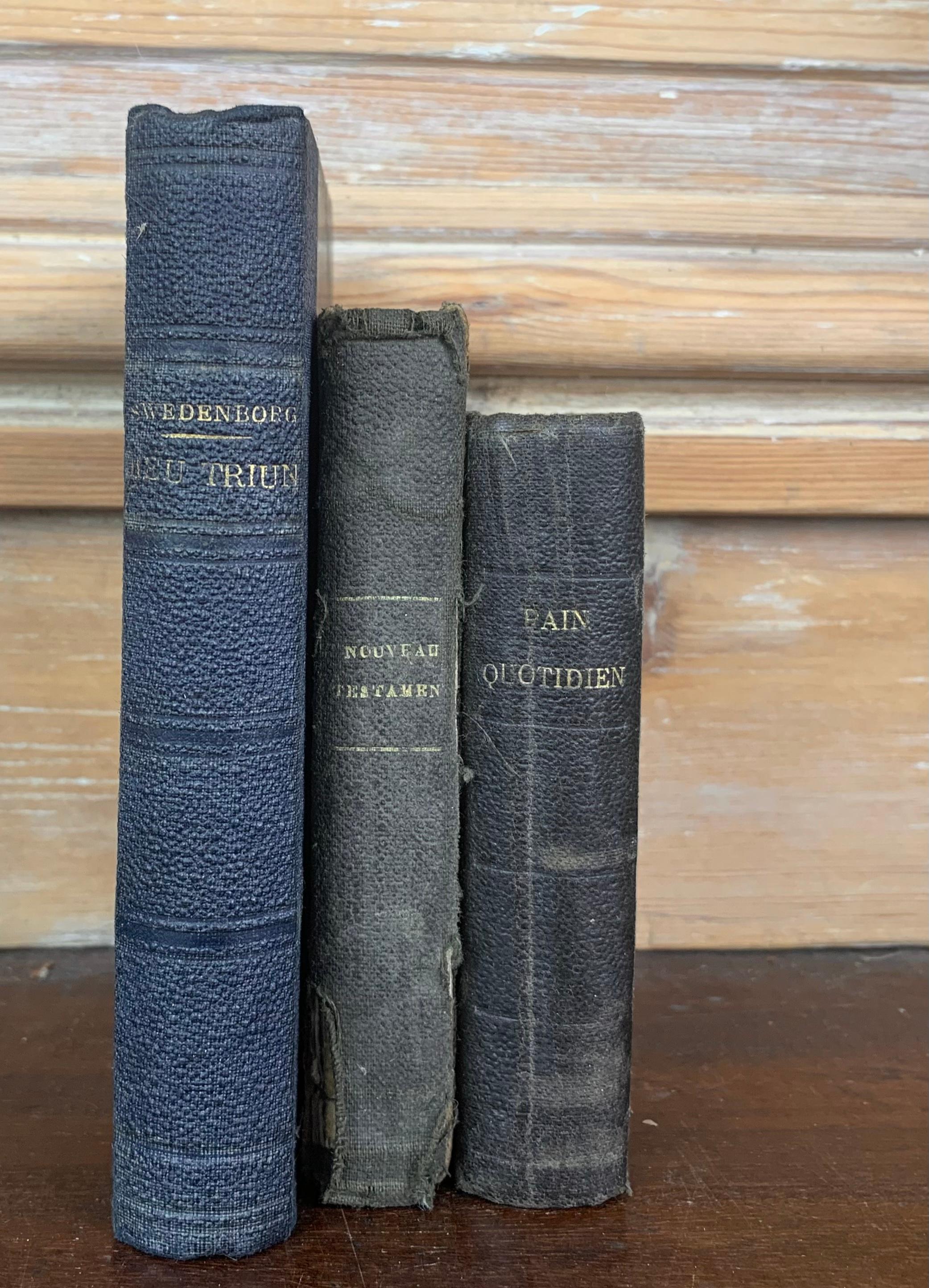 Set of old books dating from the 19th century. From an old protestant library near Le Havre in France. These beautiful books are perfect to fill a nice library. Sizes may vary.