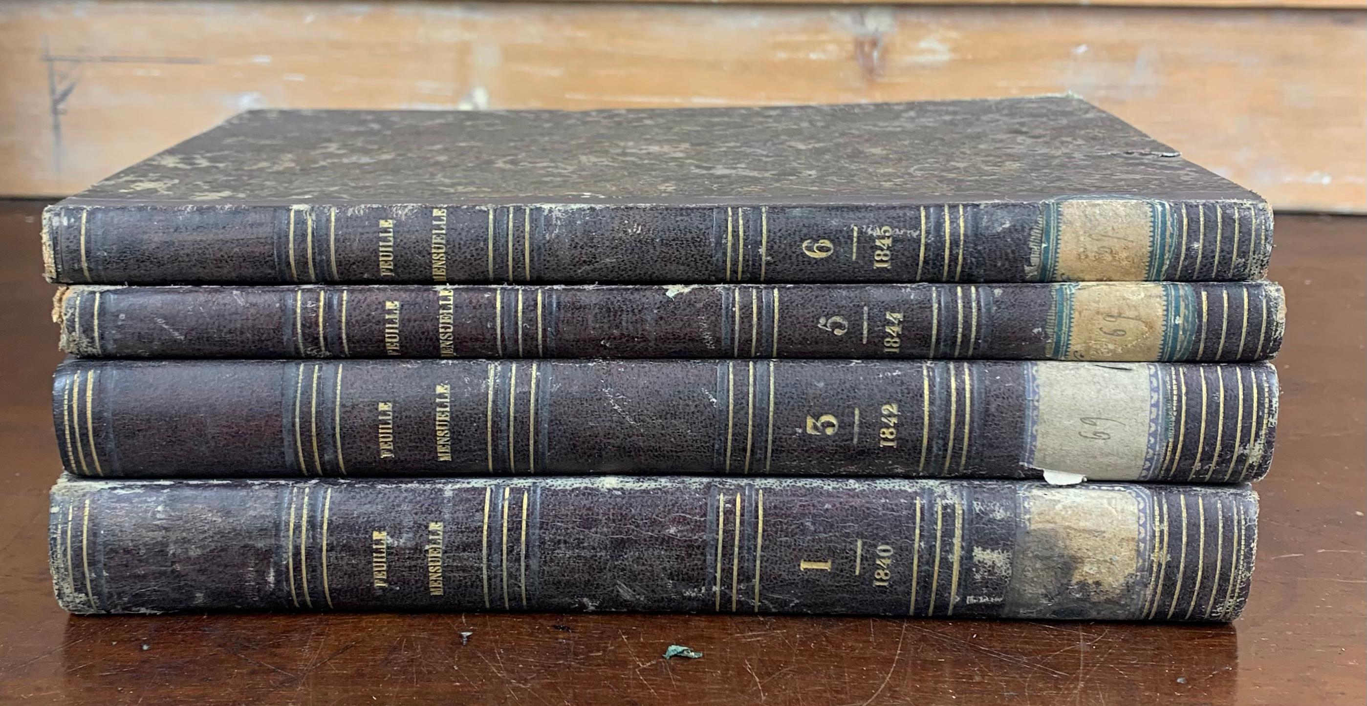 Leather Set of Old Books from 19th Century 