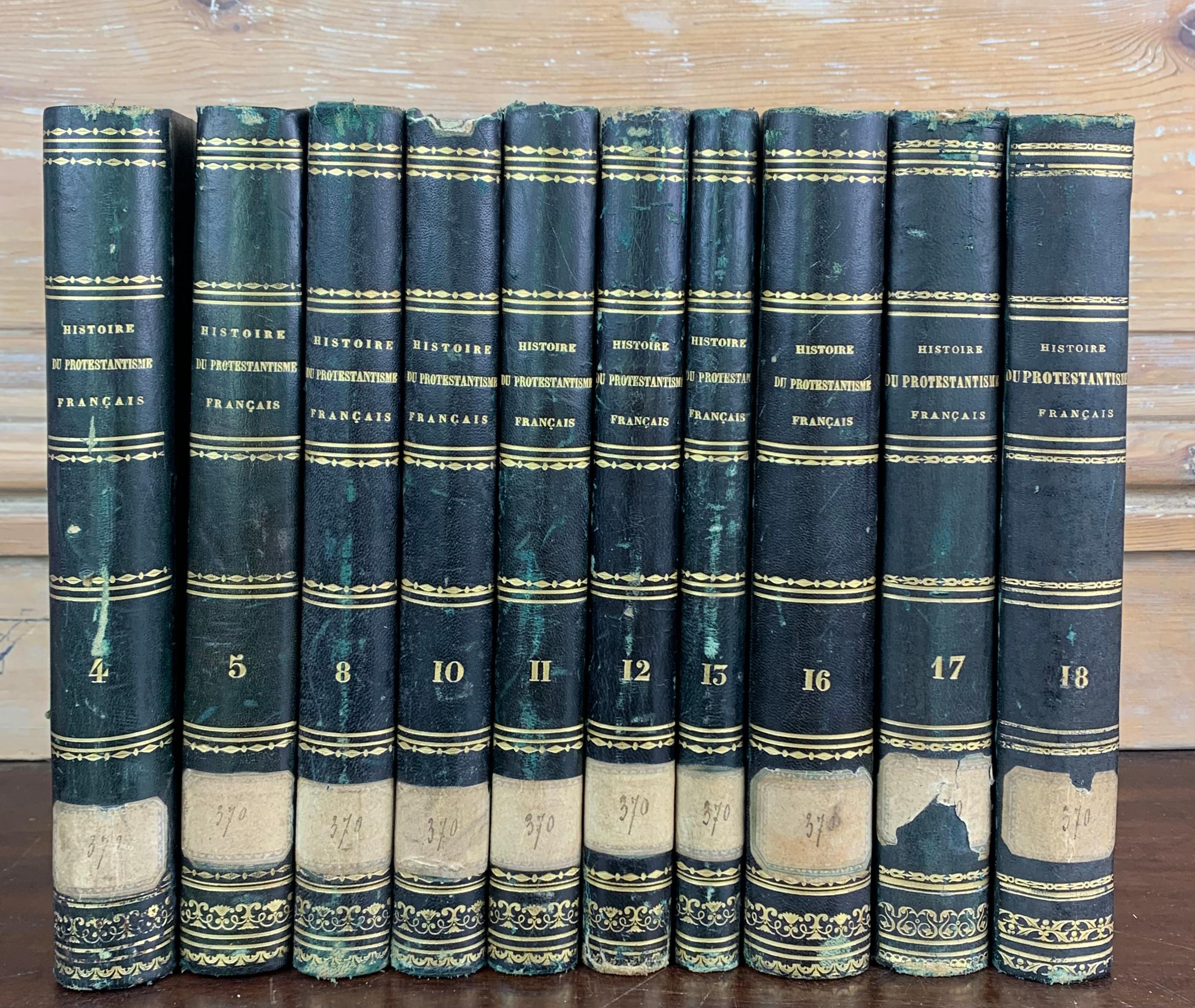 Set of old books dating from the 19th century. From an old protestant library near Le Havre in France. These books are entitled 