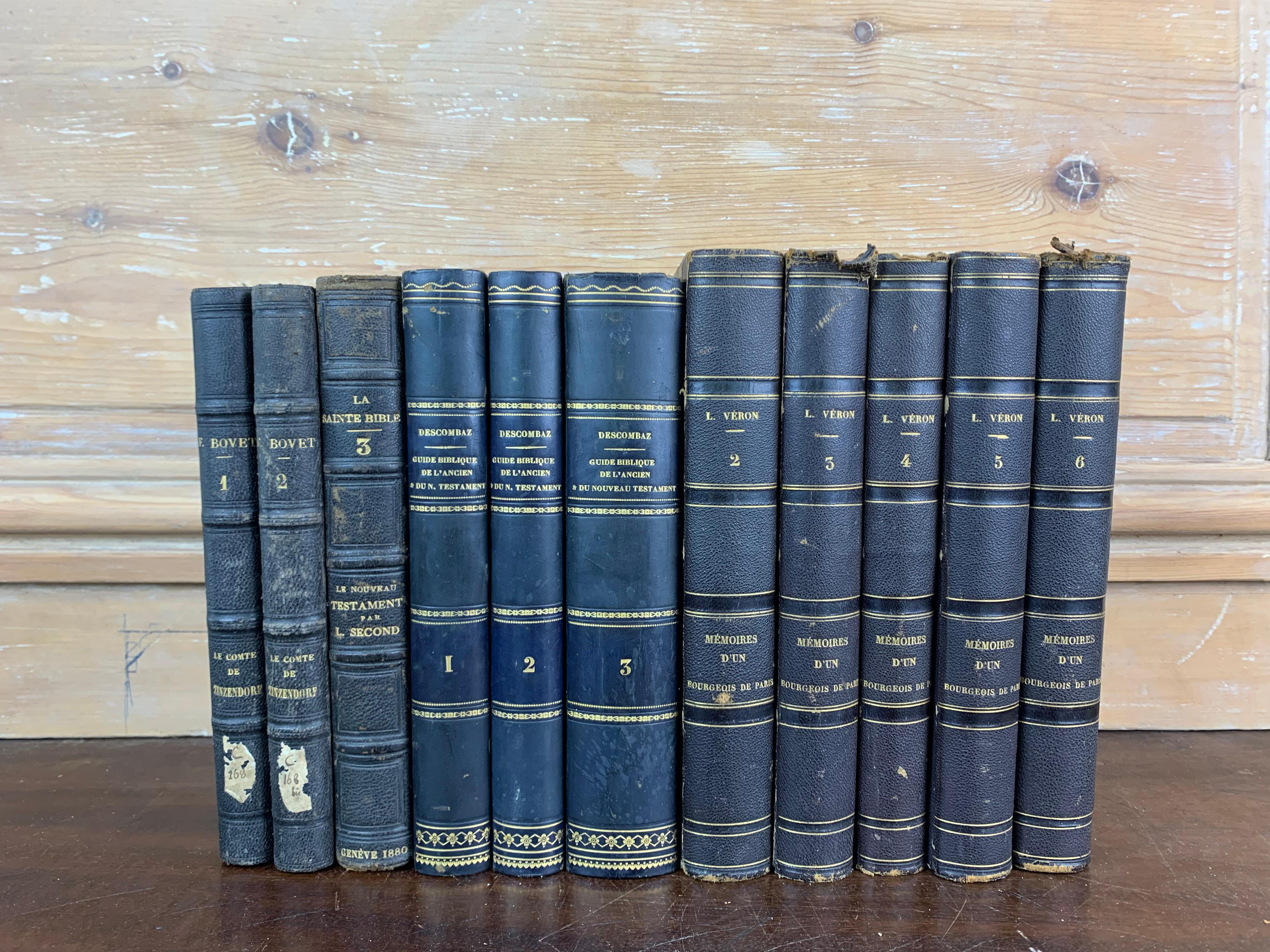 Set of old books dating from the 19th century. From an old protestant library near Le Havre in France. These books are called  « Memoirs of the bourgeois of Paris  ». These beautiful books are perfect to fill a nice library.