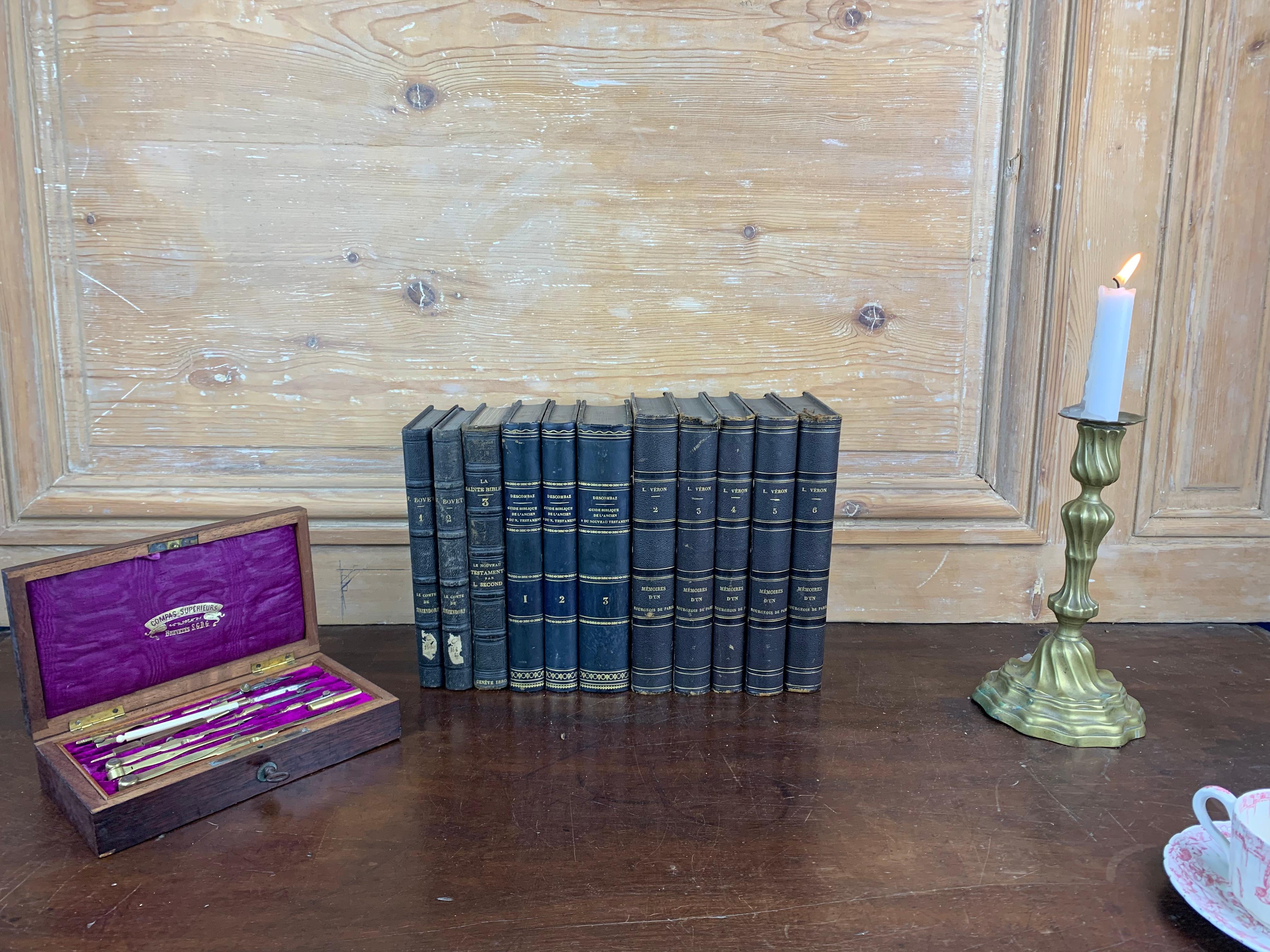 French Set of Old Bound Books 19th Century France For Sale