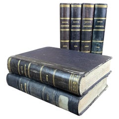 Antique Set of Old Bound Books from 19th Century