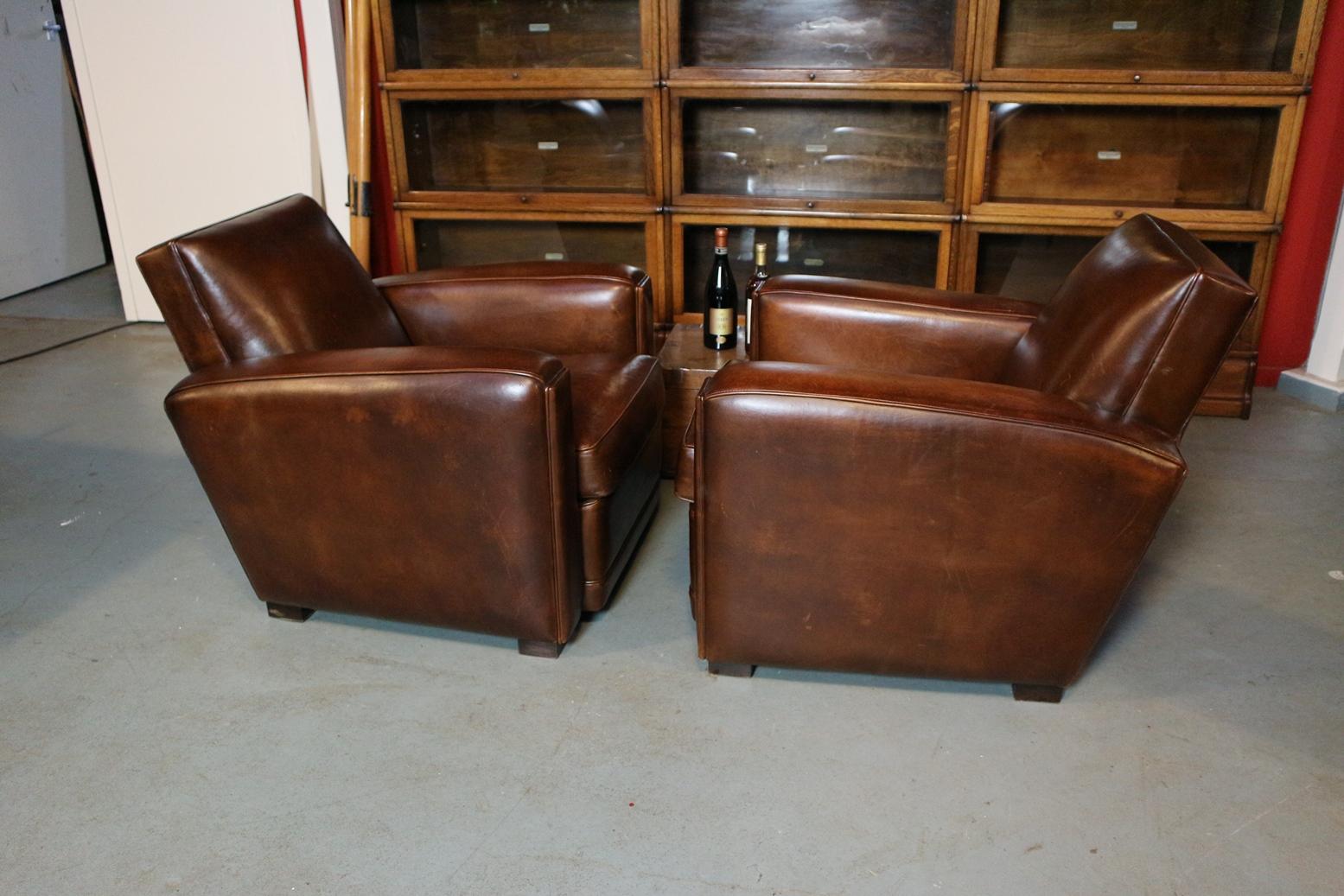 Leather Set of Old Club Chairs