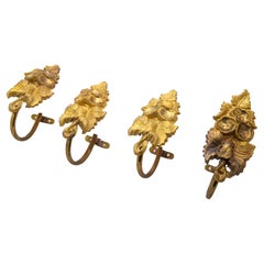 Set of Old Four Brass Curtain Tie-Backs
