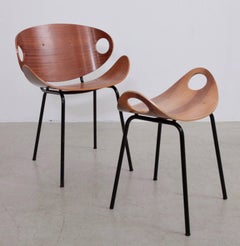 Set of Olof Kettunen Chair and Stool for Merivaara, Finland, 1950s