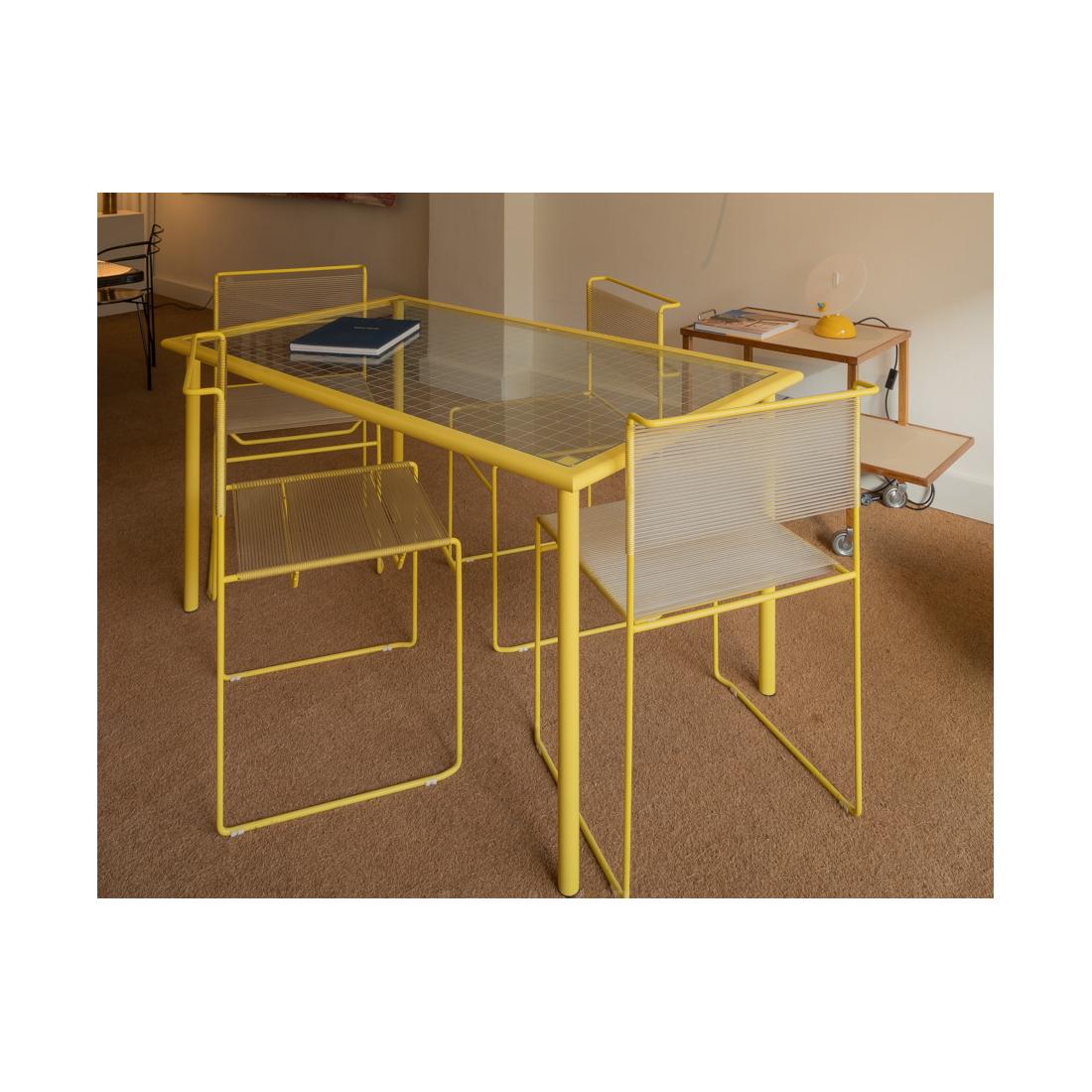 Metal Set of one table and four chairs designed by Giandomenico Belotti for Fly Line For Sale