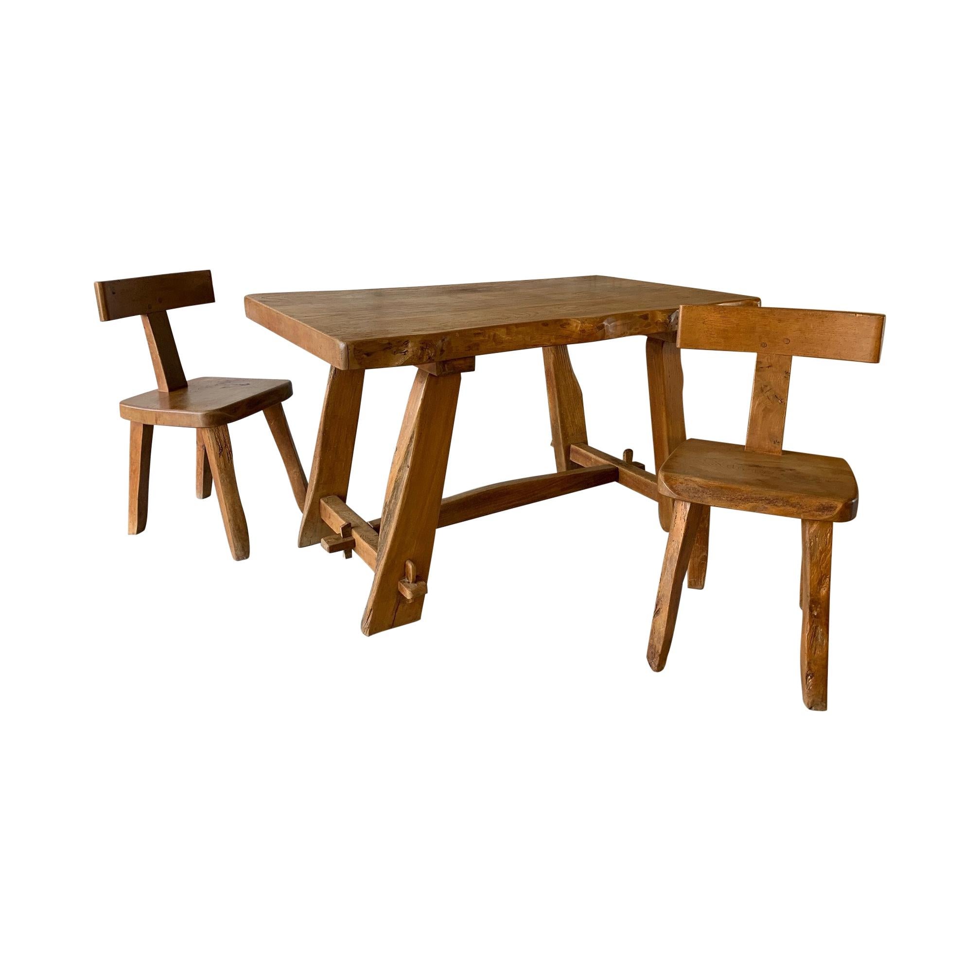 Set of One Table and Two Chairs by Olavi Hänninen