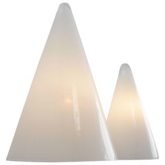 Set of Opaline Glass 'Teepee' Table Lamps by SCE, France, 1980s