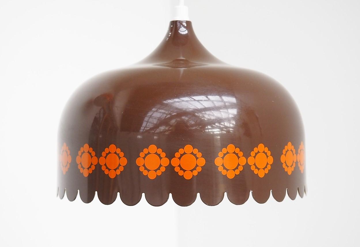 Set of Orange & Brown Pendants by Kaj Franck for Danish Fog & Mørup, 1970s In Good Condition For Sale In Spoettrup, DK