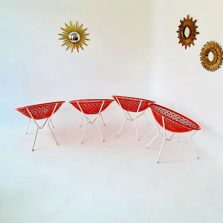 Mid-Century Modern Fauteuils d'extérieur orange et blanc de style moderne du milieu du siècle dernier, Italie, 1970 en vente