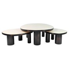 Set of Organic Coffee Tables in Rock Crystal and Bronzed finish by Ginger Brown