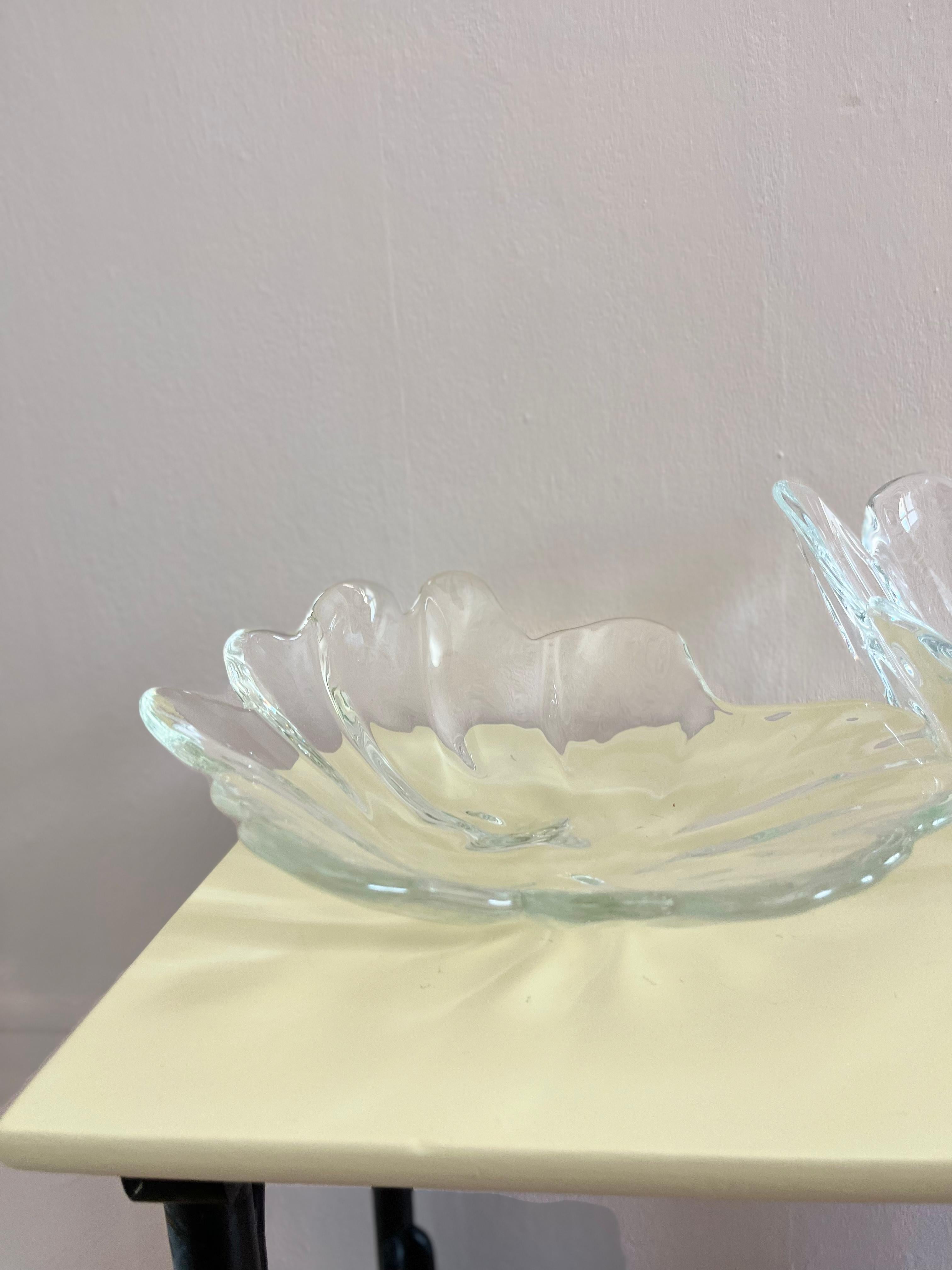 Set of organic shaped dishes by Ole Kortzau for Holmegaard in heavy glass In Good Condition For Sale In Frederiksberg C, DK