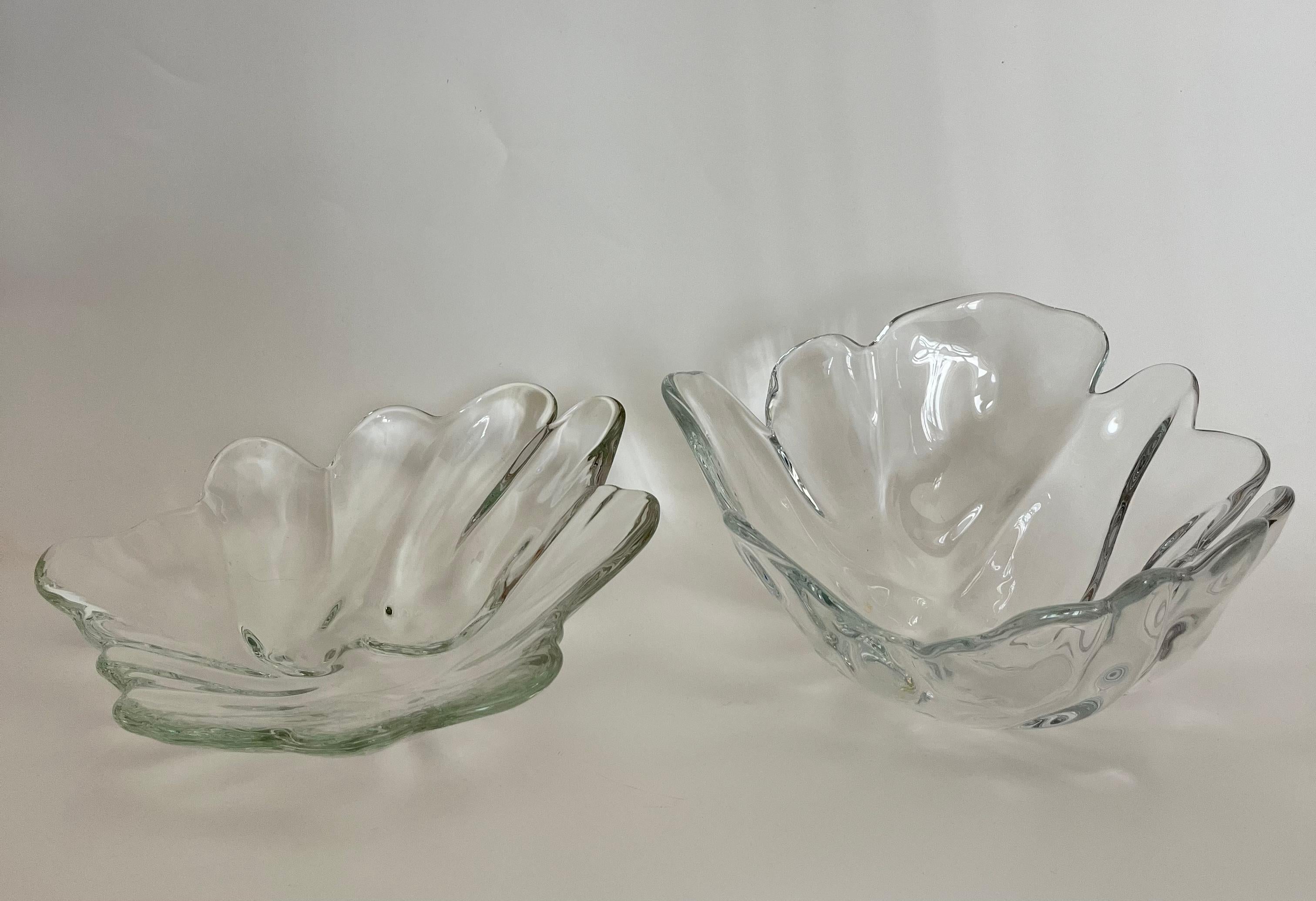 Set of organic shaped dishes by Ole Kortzau for Holmegaard in heavy glass For Sale 1
