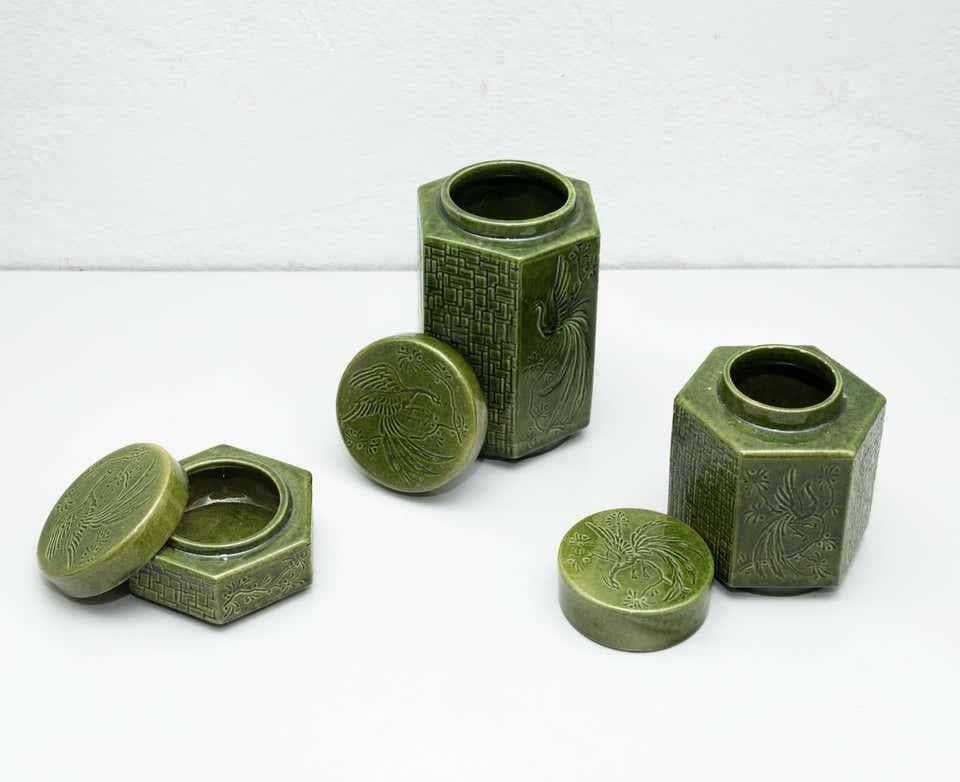 Set of Oriental Ceramic Vases, circa 1960 For Sale 7
