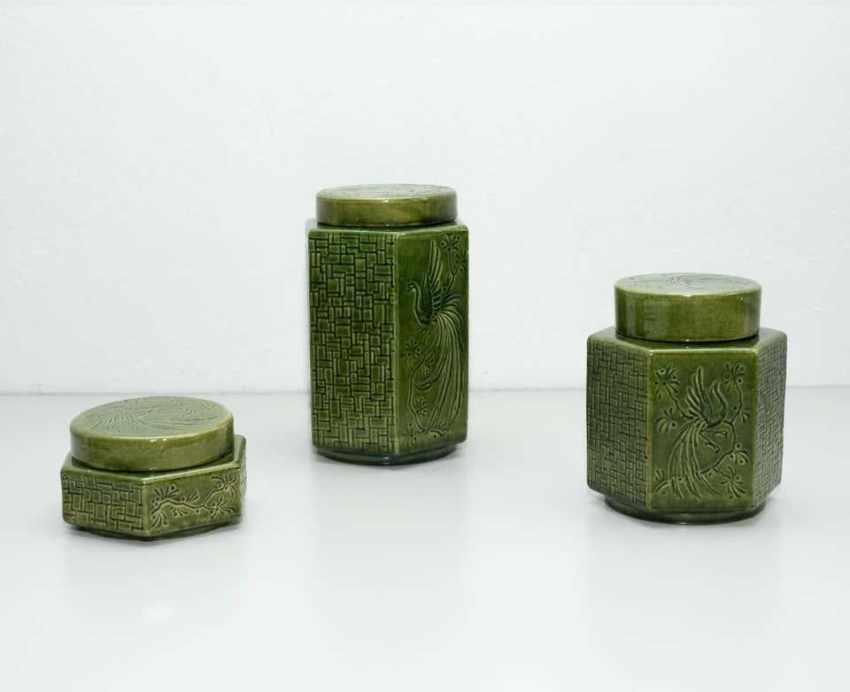 Set of Oriental Ceramic Vases, circa 1960 For Sale 2