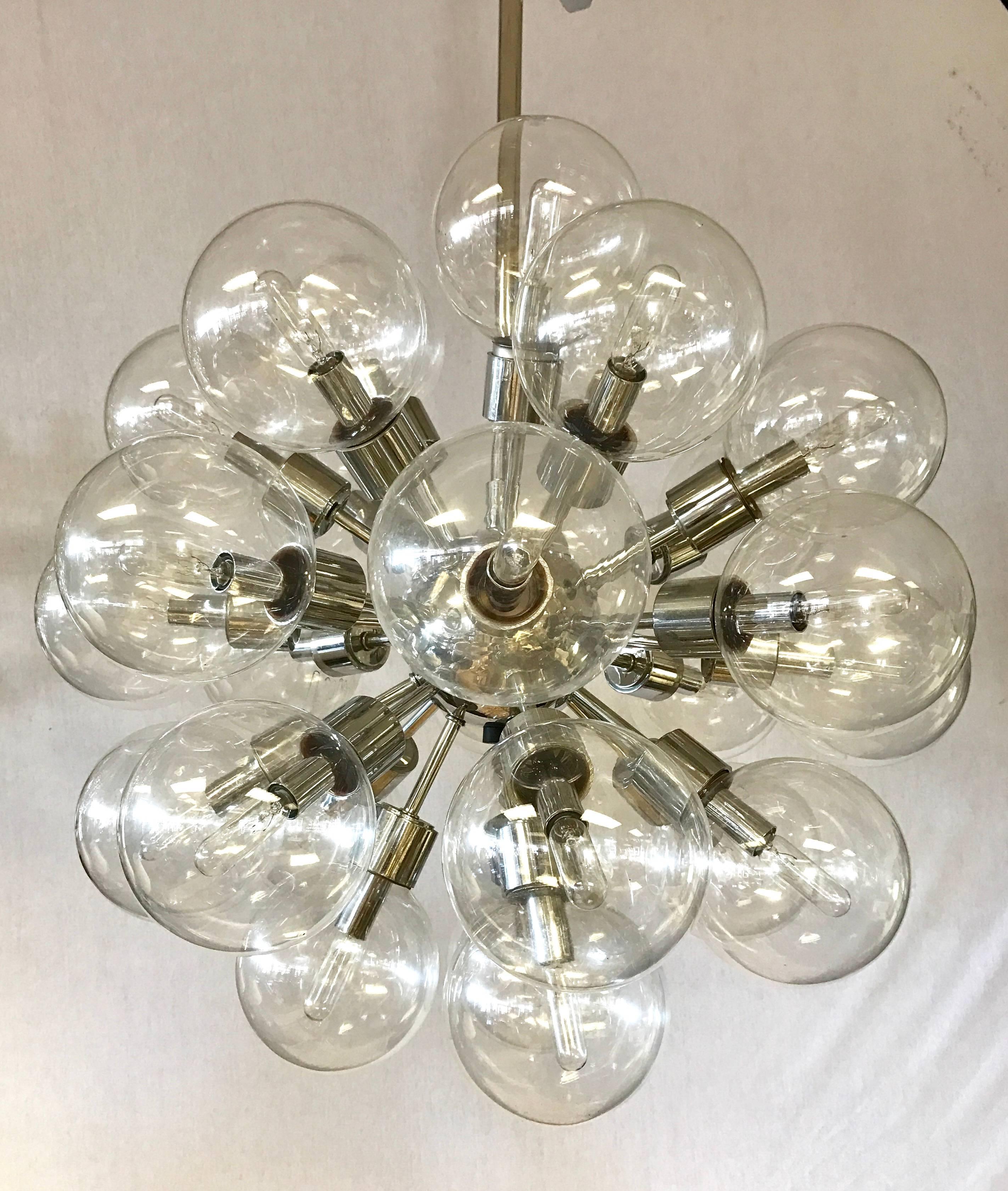 Mid-Century Modern Set of Original, 1960s Lightolier Matching Thirty Globe Sputnik Chandeliers