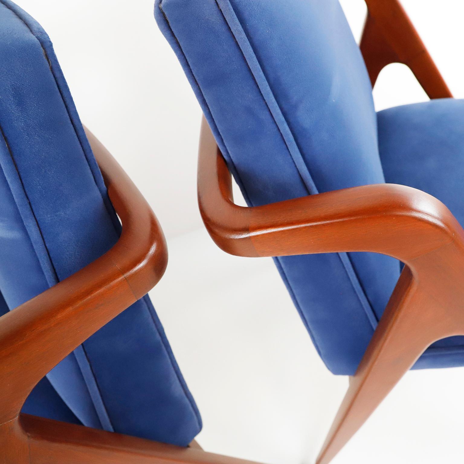 Mahogany Set of Original Midcentury Mexican Chairs Designed by Eugenio Escudero For Sale