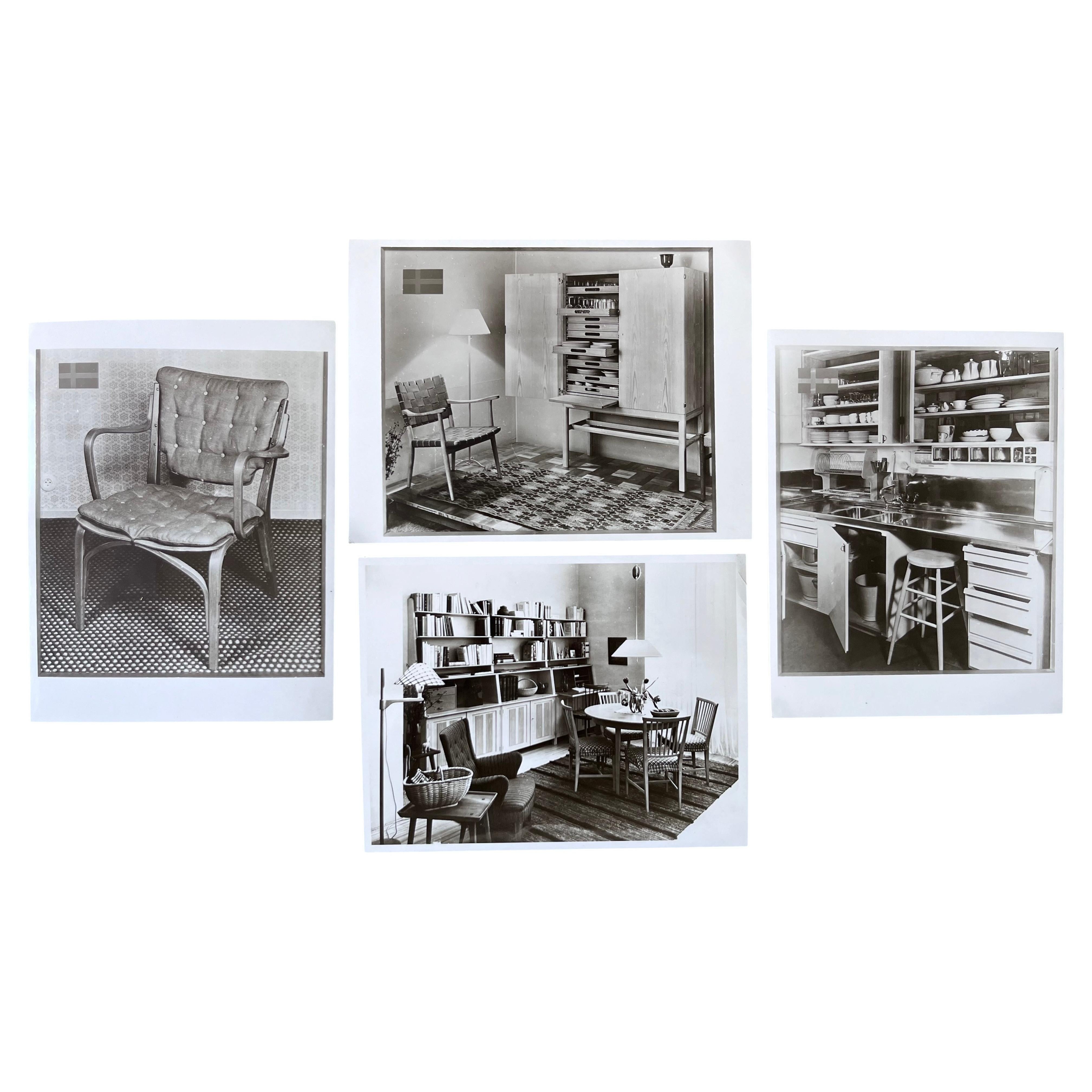 Série de photos originales d'intérieurs, mobilier scandinave - Suède en vente