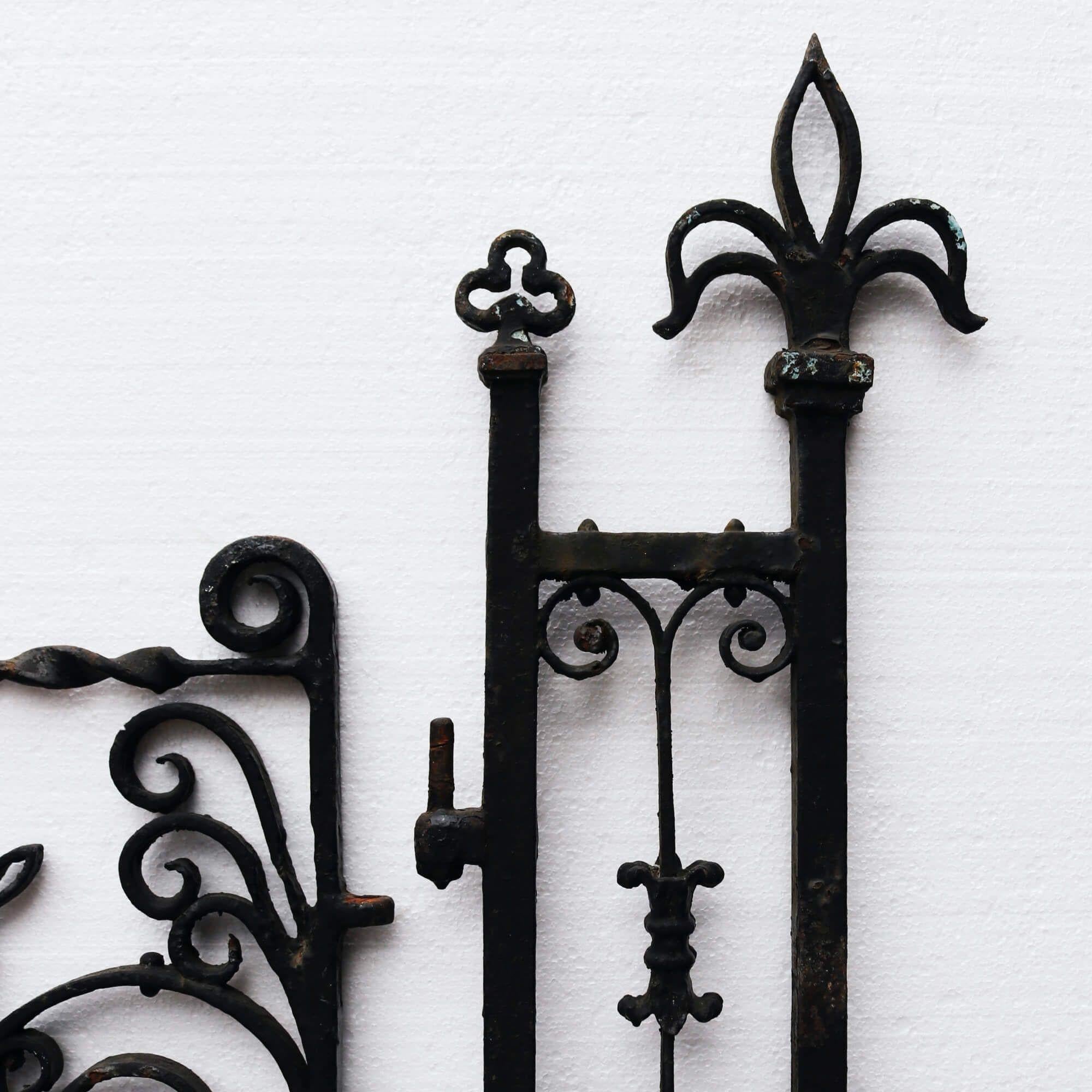 Georgian Set of Ornate English Wrought Iron Garden Gates with Posts For Sale