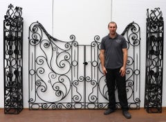 Set of Ornate Wrought Iron Driveway Gates and Posts 288 cm (9’5”)