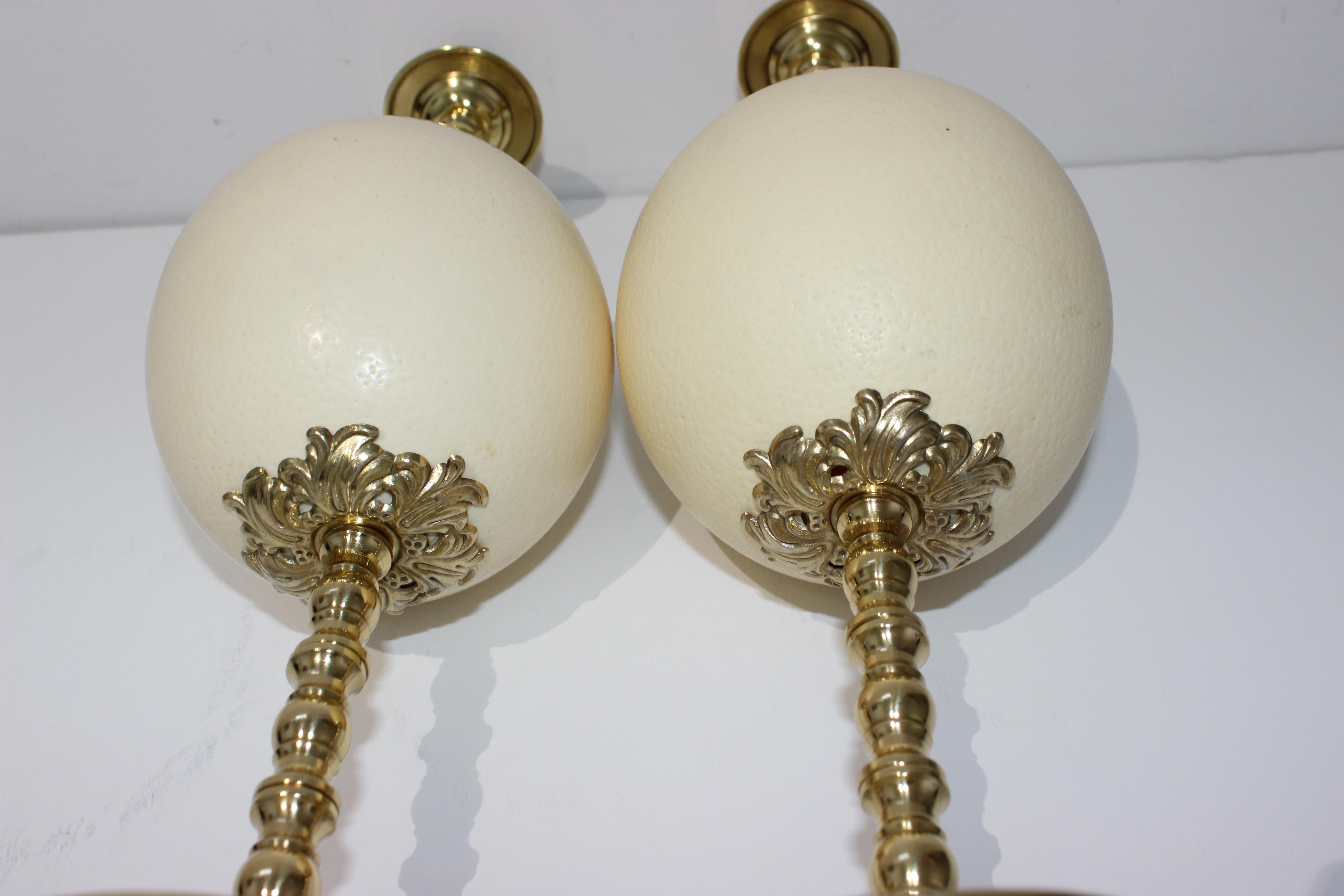 Set of Ostrich Egg Candlesticks Style of Tony Duquette For Sale 4