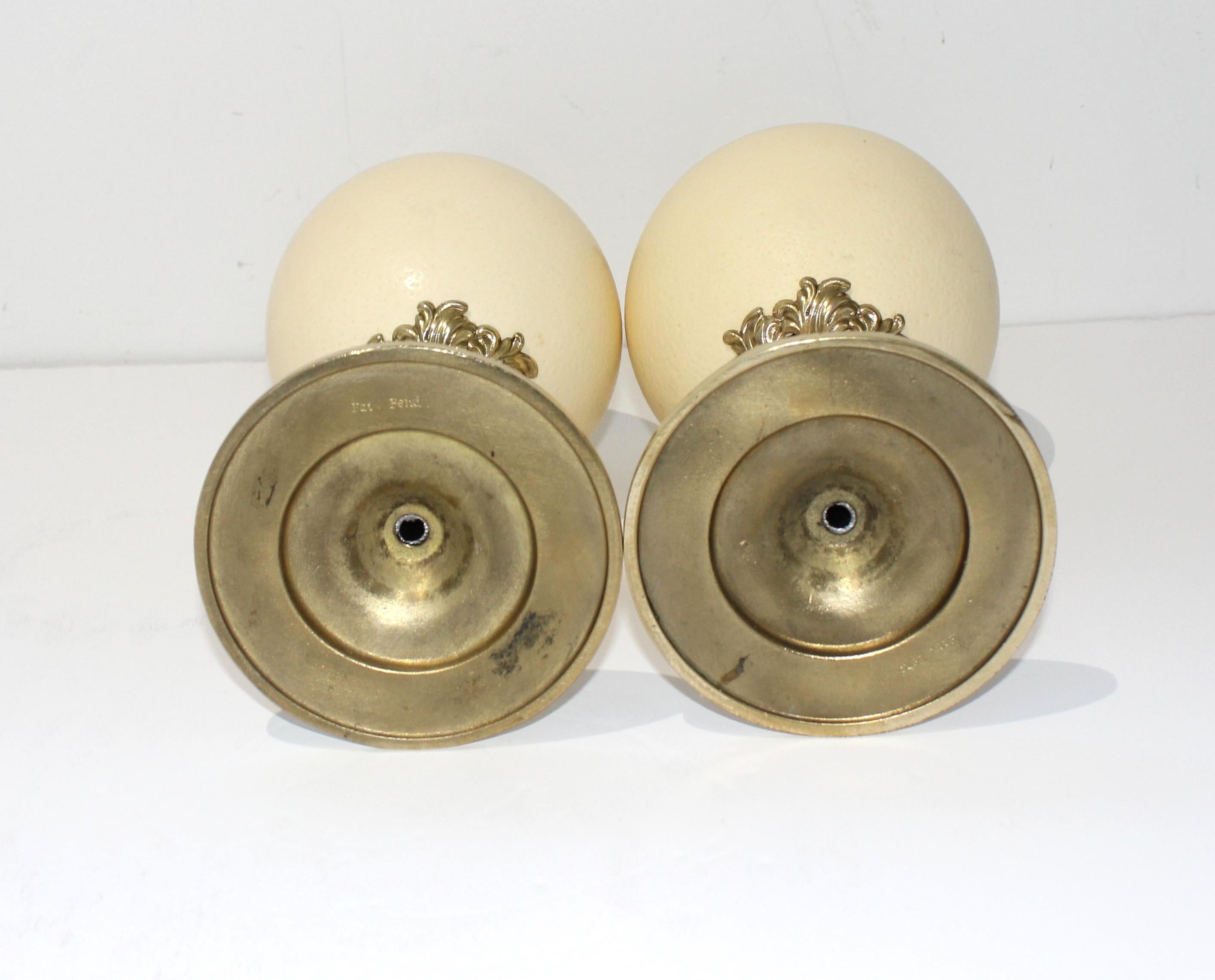 Set of Ostrich Egg Candlesticks Style of Tony Duquette For Sale 5