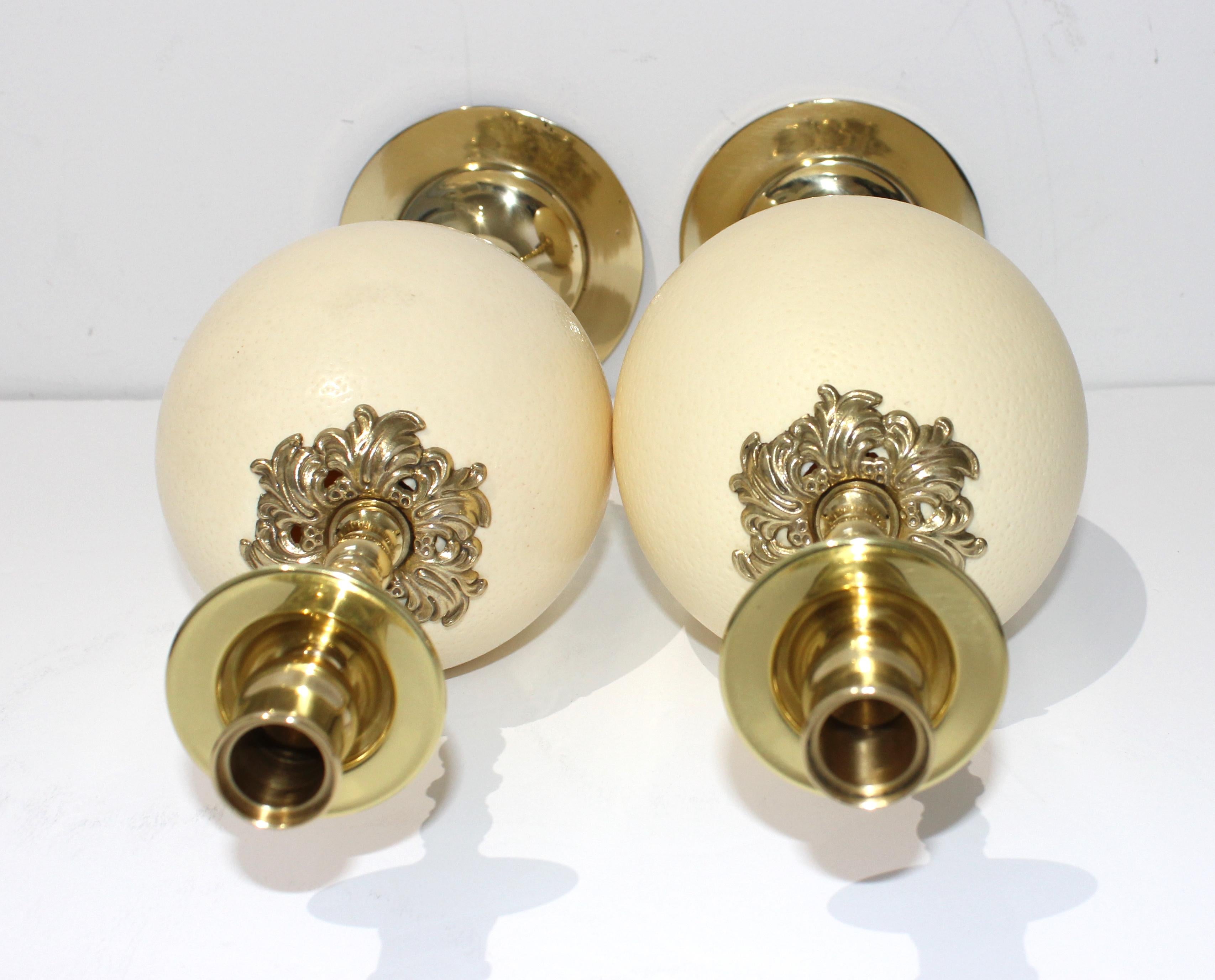 Set of Ostrich Egg Candlesticks Style of Tony Duquette For Sale 7
