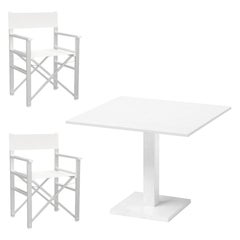 Ensemble de fauteuils et table d'extérieur pliants blancs pour déjeuner, fabriqués en Italie