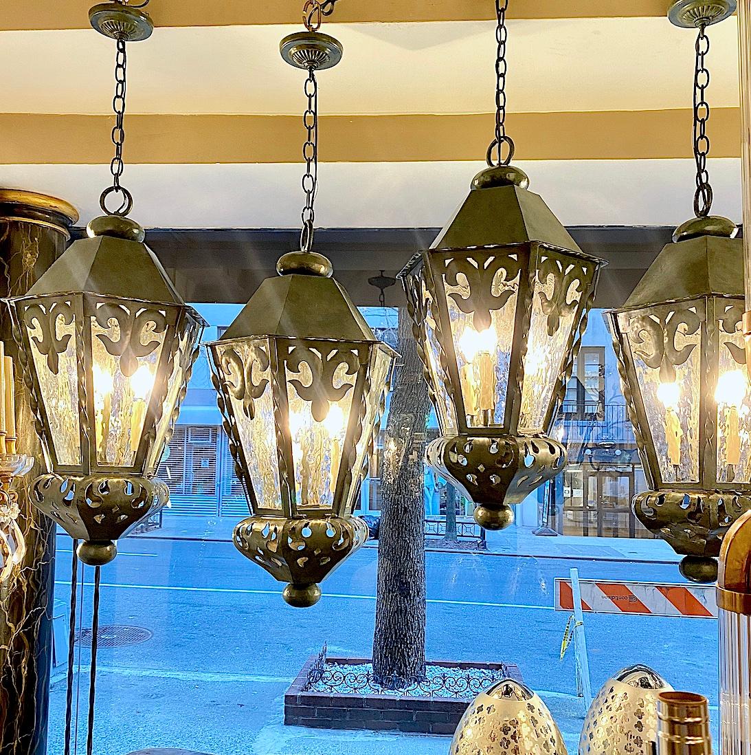 Set de faroles de exterior Verdigris, se venden por unidad Metal en venta