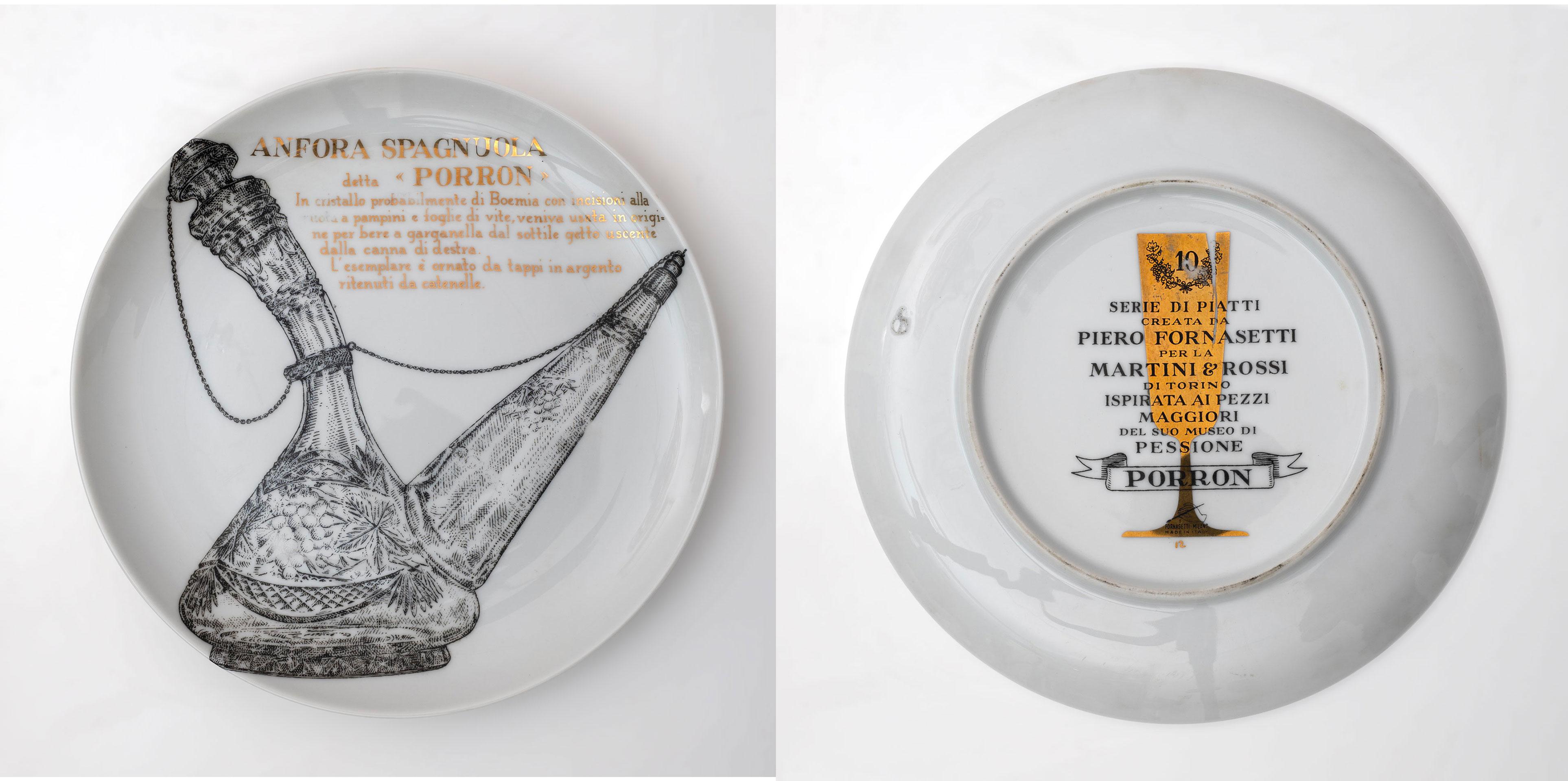 Set of P. Fornasetti Decorative Porcelain Plates for Martini & Rossi, 1960s For Sale 5