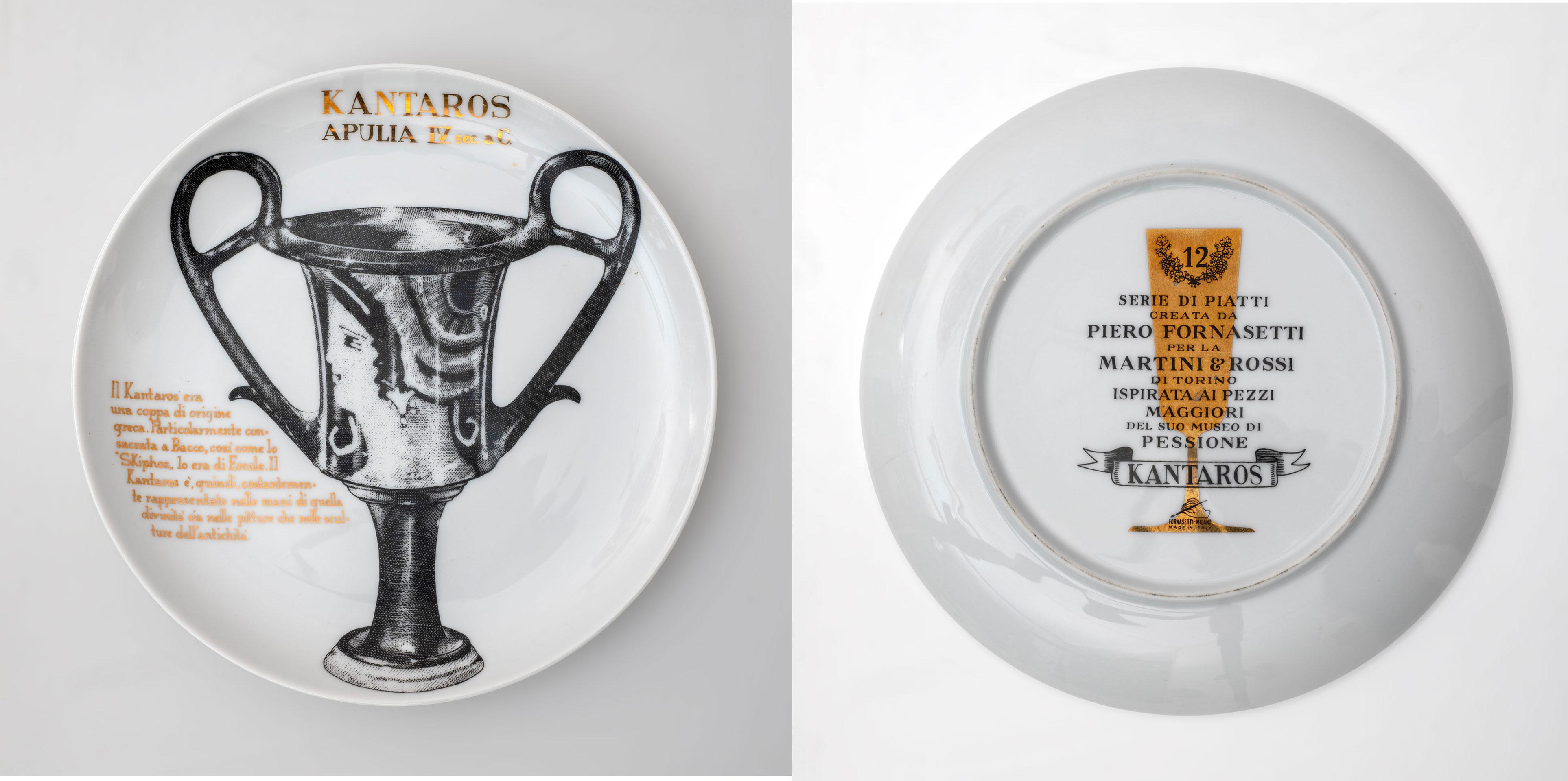 Set of P. Fornasetti Decorative Porcelain Plates for Martini & Rossi, 1960s For Sale 7