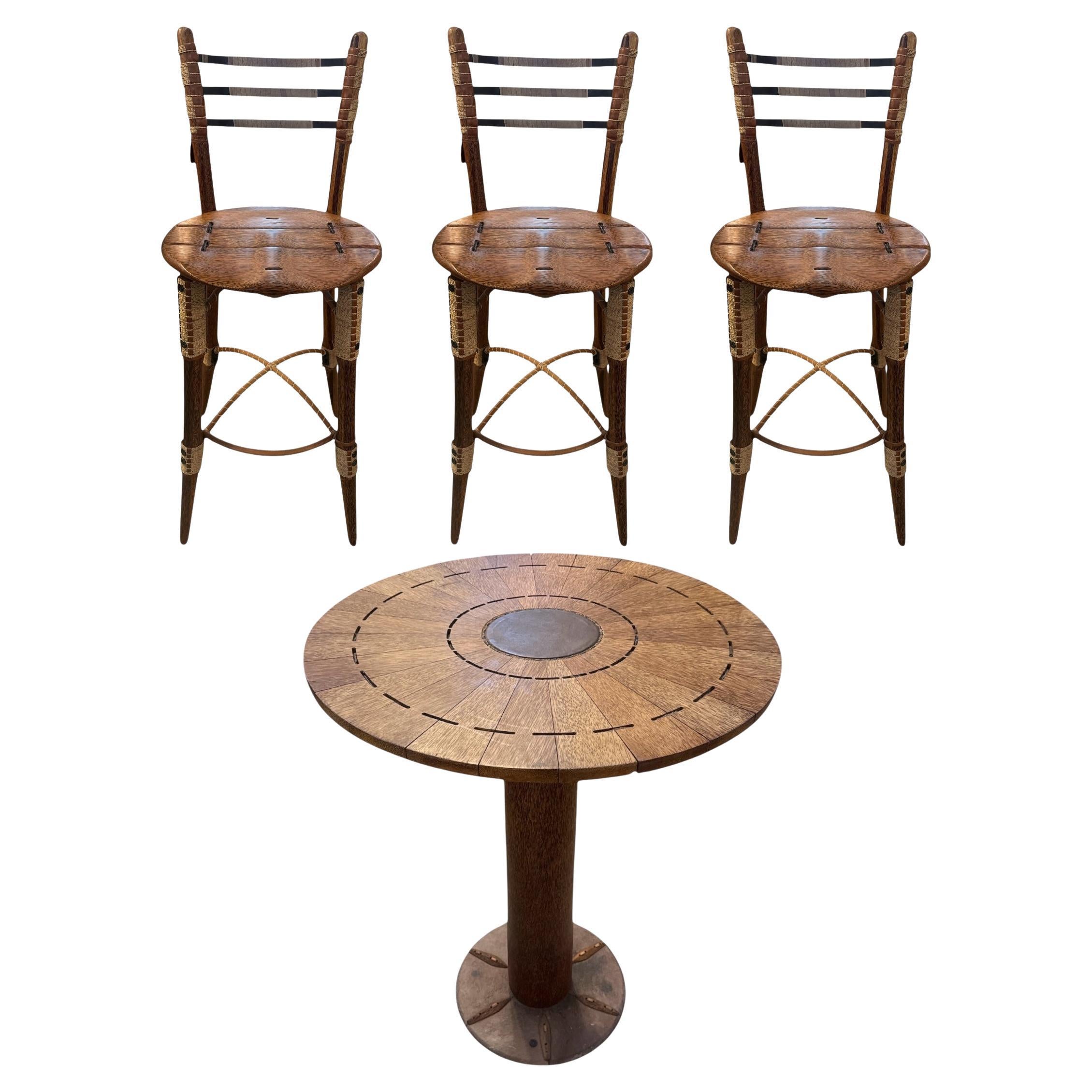 Set of Pacific Green Bar Stool/Dining Set With Chairs