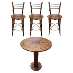Set of Pacific Green Bar Stool/Dining Set With Chairs