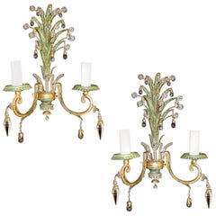 Set of Painted and Gilt Metal Sconces, Sold per Pair