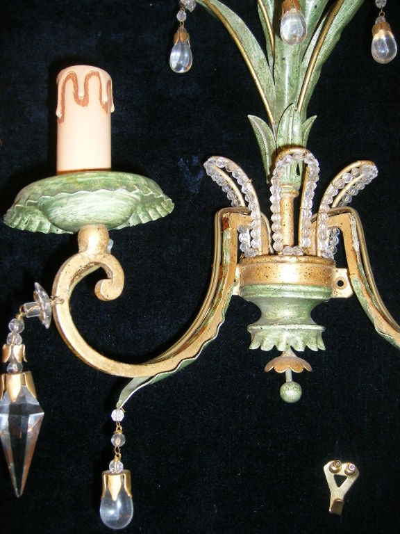 Set of Painted and Gilt Metal Sconces, Sold per Pair In Good Condition In New York, NY