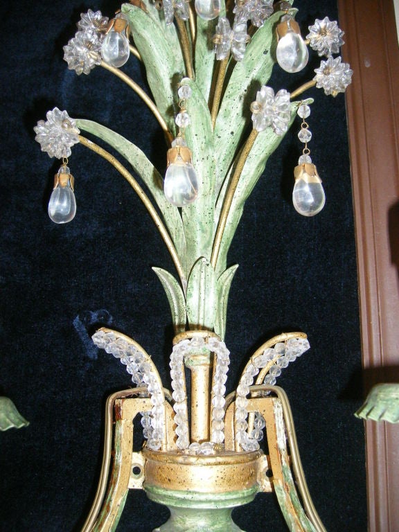 Mid-20th Century Set of Painted and Gilt Metal Sconces, Sold per Pair