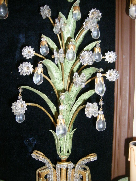 Tôle Set of Painted and Gilt Metal Sconces, Sold per Pair