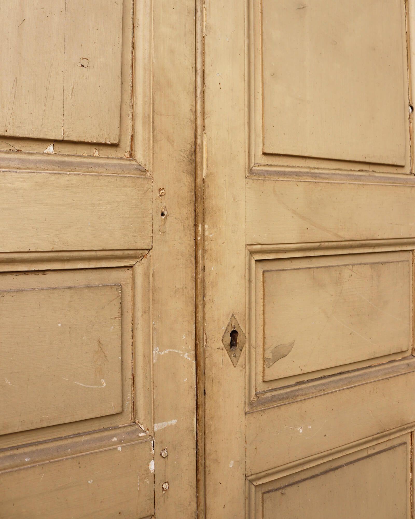 19th Century Set of Painted Pine French Cupboard Doors For Sale