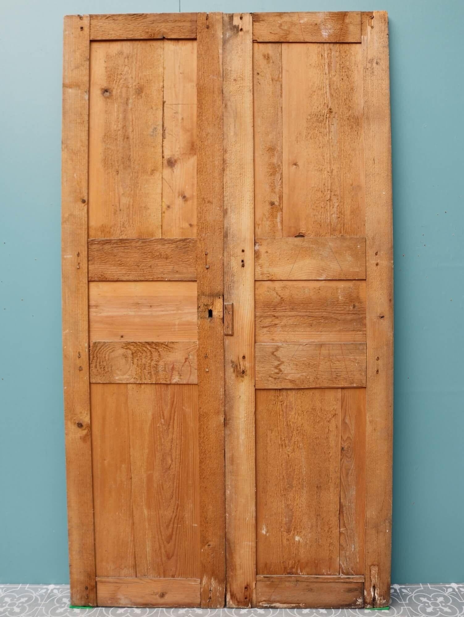 Set of Painted Pine French Cupboard Doors For Sale 1