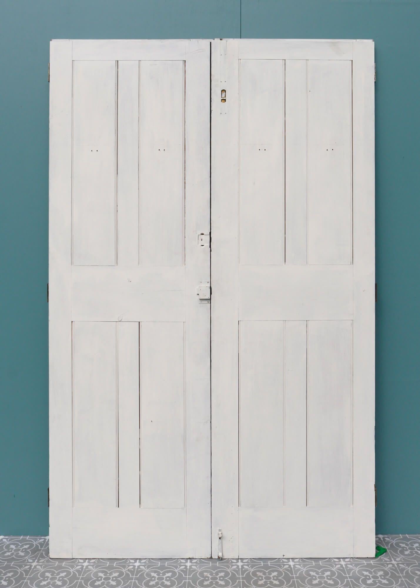 19th Century Set of Painted Pine Reclaimed Victorian Cupboard Doors For Sale
