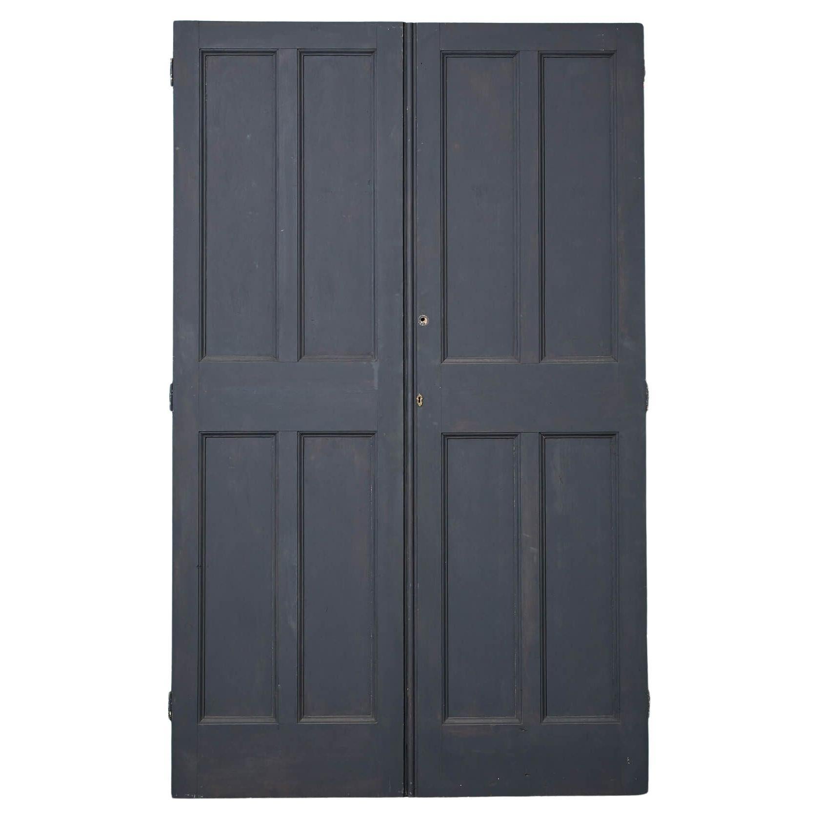 Set di ante per armadi vittoriani di recupero in pino verniciato
