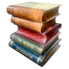 Set of Painted Tole Faux Books or Ledgers as a Lift Top Side Table
