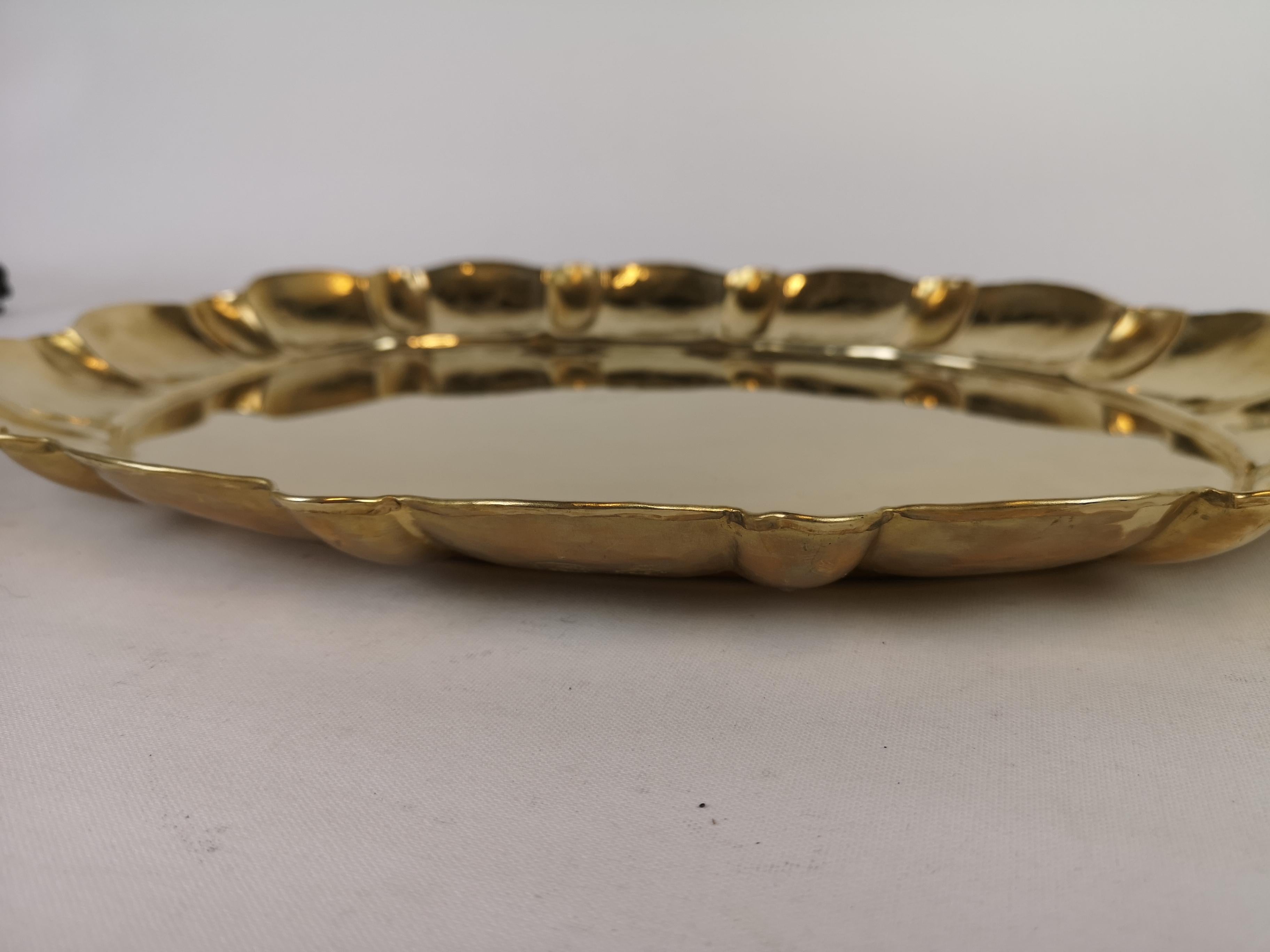 Set of Pair of Candlestick and Tray in Brass by Lars Holmström Arvika, Sweden 2